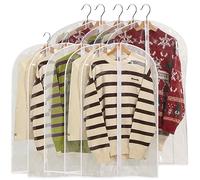 Perber All Clear Garment Bags for Hanging Clothes, 40" Suit Bags for Closet Storage, Plastic Dustproof Suit Cover Bags, Clothes Protectors Bag with zipper for Coats, Jackets, Shirts（10 Packs）