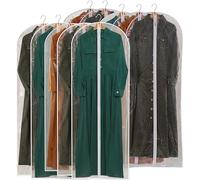 Perber All Clear Garment Bags for Hanging Clothes, 60" Dress Bags for Gowns Long, Plastic Dustproof Dress Garment Bag, Long Dress Bag with Zipper for gown, winter long coats, dance costume（10 Packs）
