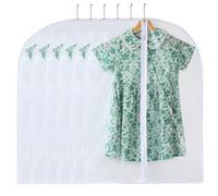 Perber Garment Bags for Hanging Clothes, 6 PCs Clear Garment Bag, Plastic Dustproof Suit Bag, Coat Protector Zippered Garment Covers for Closet Storage and Travel - 24'' x 32''/6 Pack