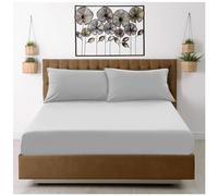 Percale 180 Thread Count Extra Deep 40cm Fitted Sheets Easy Care Polycotton Non Iron Shrinkage Fade and Wrinkle Resistant 16inch Deep Fitted Bed Sheets (Silver, Double)