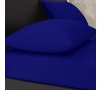 Percale 180 Thread Count Extra Deep 40cm Fitted Sheets Easy Care Polycotton Non Iron Shrinkage Fade and Wrinkle Resistant 16inch Deep Fitted Bed Sheets (Royal Blue, King)