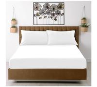 Percale 180 Thread Count Extra Deep 40cm Fitted Sheets Easy Care Polycotton Non Iron Shrinkage Fade and Wrinkle Resistant 16inch Deep Fitted Bed Sheets (White, Double)