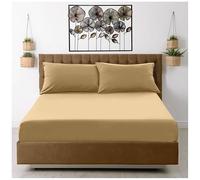 Percale 180 Thread Count Extra Deep 40cm Fitted Sheets Easy Care Polycotton Non Iron Shrinkage Fade and Wrinkle Resistant 16inch Deep Fitted Bed Sheets (Mocha, Double)