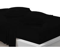 Percale 180 Thread Count Extra Deep 40cm Fitted Sheets Easy Care Polycotton Non Iron Shrinkage Fade and Wrinkle Resistant 16inch Deep Fitted Bed Sheets (Black, King)