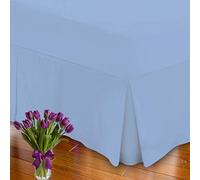 Percale Fitted Valance Bed Sheet Extra Deep Pleated Hotel Quality Non Iron 180 Thread Count Sky Blue Double Only By Comfort Collections.