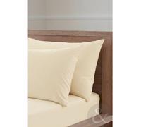 PERCALE PILLOW CASES - Standard Size Pair of Plain Pillowcases Cream 50cm x 75cm