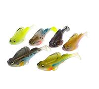 Perch Bait, 6pcs Soft Bait with Hidden Pre-installed Hook Saltwater and Freshwater Slow Sinking Bait Trout and Fishing Tackle with Paddle Tail