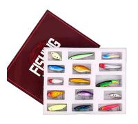 Perch Baits - 15 Piece Kit with Realistic Reflective Baits - Tool Set | For Saltwater River Lake Stream Jigging Trolling Water Launching