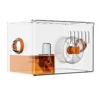 Perch Cage Acrylic Transparent partition Spacious Home Desktop Hamster cage for Home Use(Orange)