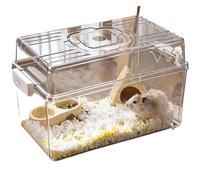 Perch Cage Invisible Handle for Easy Carrying Transparent Breathable Hamster cage for Home Use(Medium)