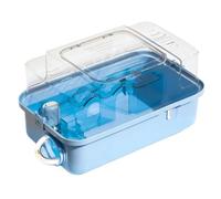 Perch Cage Portable Portable Hamster cage Outdoor Panoramic Transparent Double-Layer Villa for Home Use(Blue)