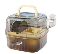 Perch Cage Spacious Hamster cage Outdoor Portable Acrylic Transparent Belt Water Dispenser for Home Use(Yellow)