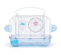 Perch Cage Transparent Strap Handle Easy to Carry with Running Wheel Hamster cage for Home Use(Blue)