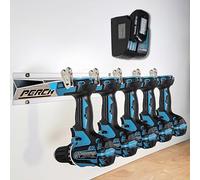 PERCH Cordless Tool Rack Compatible with Makita 18vTools | Mount 5 Cordless Tools on an Aluminum Extrusion Rack | Patented Snap Fit Feature | Mounting Hardware Included