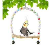 Perch for Cage, Bird Stand for Cage | Hanging Chew Wooden Swing Standing,Rainbow Swivel Deck Hammock Toy with Standing Bird for Cal