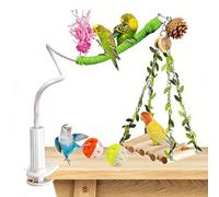 Perch for Parakeet Cage - Folding Table Toy with Clip, Swing Accessory | Portable Pet Toy Out of Cage for Living Room, Garden, B