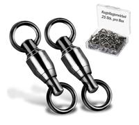 PERCH`N PIKE 25 x High Speed Stainless Steel Ball Bearing Swivels, Crane Swivels 2# - 23kg Load Capacity, Fishing Tackle for Catfish, Fishing Swivels for Catfish Fishing