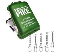 PERCH`N PIKE 75 Triple Swivels in Set Including Box Duo-Lock Snap, 3-17 kg, Fishing Swivel Set for Spin Fishing, 5 Sizes Sbirolino Swivels for Trout, Fishing Accessories for Trout Fishing