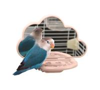 Perch with Mirror, ABS Standing Tray Food Box | 7x5 Inches 115g Landscaping Toy, This Imitation Training Mirror Stand Is Great For Cockatiel Use