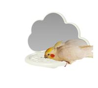 Perch with Mirror, ABS Standing Tray Food Box | 7x5 Inches 115g Landscaping Toy, This Imitation Training Mirror Stand Is Great For Cockatiel Use