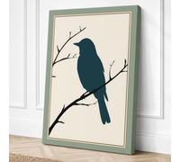 Perched Bird in Silence Canvas Wall Art Print 30x20 Inch (76 x 51 cm)