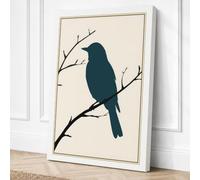 Perched Bird in Silence Canvas Wall Art Print 36x24 Inch (91 x 61 cm)
