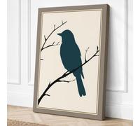 Perched Bird in Silence Canvas Wall Art Print 36x24 Inch (91 x 61 cm)