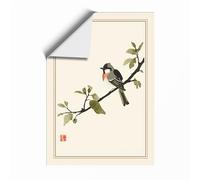 Perched Bird in Silence Japandi Unframed Wall Art Print A2 (59.4×42cm), Wall Decor for Living Room, Bedroom, Office & Home, Art Gift
