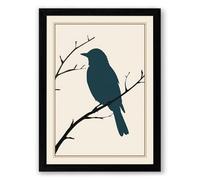 Perched Bird in Silence Minimalist Framed Wall Art Print A1 (84.1×59.4cm) Black, Wall Decor for Living Room, Bedroom, Office & Home, Ready to Hang, Art Gift