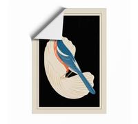 Perched Bird on Feather Art Deco Unframed Wall Art Print A4 (29.7×21cm), Wall Decor for Living Room, Bedroom, Office & Home, Art Gift
