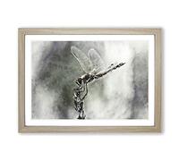 Perched Dragonfly Painting Framed Print | A2 Oak Framed Wall Art | Ready to Hang | Modern Animal Picture | Living Room Bedroom Lounge Office