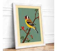 Perched on Branches Japandi Framed Wall Art Print A2 (59.4×42cm) White, Wall Decor for Living Room, Bedroom, Office & Home, Ready to Hang, Art Gift