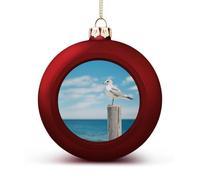 Perched on Wooden Pillar Christmas Ball Ornaments - Shatterproof Plastic Vintage Rustic Xmas Tree Decorations Pendant for Family Holiday Wedding Party Xmas Hanging Decoration