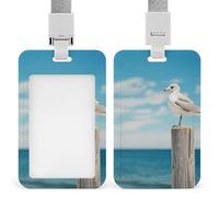 Perched on Wooden Pillar Retractable ID Badge Holder with Lanyard - Vertical Badge Reel,Keychain Clip,Name Tag Id Card Holder Protector for Nurse Officer Teacher Security Staff Women Men