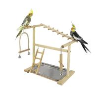 Perchoir Perroquet - 15.55pouces Aire Jeux Oiseaux | Bois Support Oiseaùx - Structure Multifonction Robust Avec éChelles Et Zones D'escalade Favorisant Exercice, Stimulation Pour Oiseaux En Intérieur