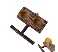 perchStation - 15x14x6.5cm Feeding, Natural Wood Standing Stick, Bird perchDesign with Claw Grinding | Strong Wooden perchfor Cockatiel Macaw African Grey Birds