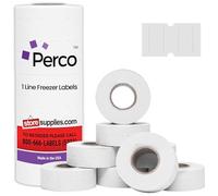 Perco 1 Line Freezer Adhesive Labels - 8 Rolls, 1 Sleeve, 8,000 Blank Price and Date Gun Labels for Perco Lite, X, Plus and Pro 1 Line Price and Date Guns - Made in USA
