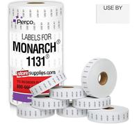 Perco Black Print on White USE by Labels for Monarch 1131 Price Gun - 8 Rolls, 20,000 Marking Labels