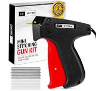 Perco Mini Stitching Gun Kit - Handheld Tagging Tool for Clothes & Fabric Repairs - Lightweight, Ergonomic Design with Sharp Needle - Includes 500 Black & 500 White Fasteners for DIY Projects