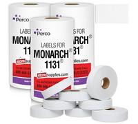 Perco White Pricing Labels for Monarch 1131 Price Gun - 3 Sleeves, 24 Rolls Value Pack - 60,000 Price Marking Labels - with Ink Rolls Included
