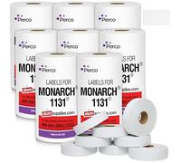 Perco White Pricing Labels for Monarch 1131 Price Gun - 8 Sleeves, 64 Rolls Value Pack - 160,000 Price Marking Labels - with Ink Rolls Included