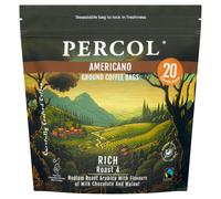 Percol - Americano Loose Packed Ground Coffee Bags (80x8g), Luxury Roast & Ground, Fairtrade, Hand-Picked Arabica Beans, Medium Roast, Strength 4,