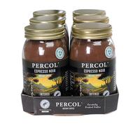 Percol - Espresso Noir Intense Instant Coffee (6x100g), Rich Roast, Strong, Robusta Blend, Freeze Dried, Toffee & Dark Chocolate, Strength 6,