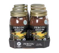 Percol - Espresso Noir Intense Instant Coffee (6x100g), Rich Roast, Strong, Robusta Blend, Freeze Dried, Toffee & Dark Chocolate, Strength 6, Sustainable, Metal Lid, Recyclable, Rainforest Alliance