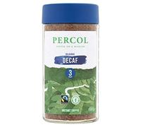 PERCOL Fairtrade Delicious Decaf Instant Coffee Natural, Smooth Decaffeinated Freeze-Dried Blend with Finest 100% Arabica Beans 100g 6 Pk