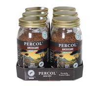 PERCOL Rainforest Alliance All Day Americano Instant Coffee Rich, Aromatic Full-Bodied Blend 100% Arabica Beans Freeze-Dried - 100g 6 Pk