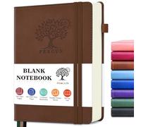 PERCUN Blank Journal Ntebook for Men & Women, 160 Pages Blank Journals for Writing, Drawing,Sketch Book,5.9" x 8.5" Leather Sketchbook, Unlined Notebook for Work, School, Art - Brown