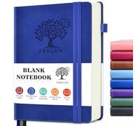 PERCUN Blank Journal Ntebook for Men & Women, 160 Pages Blank Journals for Writing, Drawing,Sketch Book,5.9" x 8.5" Leather Sketchbook, Unlined Notebook for Work, School, Art - Navy
