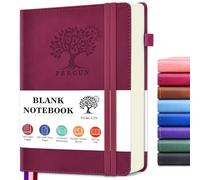 PERCUN Blank Journal Ntebook for Men & Women, 160 Pages Blank Journals for Writing, Drawing,Sketch Book,5.9" x 8.5" Leather Sketchbook, Unlined Notebook for Work, School, Art - Burgundy