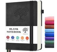 PERCUN Blank Journal Ntebook for Men & Women, 160 Pages Blank Journals for Writing, Drawing,Sketch Book,5.9" x 8.5" Leather Sketchbook, Unlined Notebook for Work, School, Art - Black